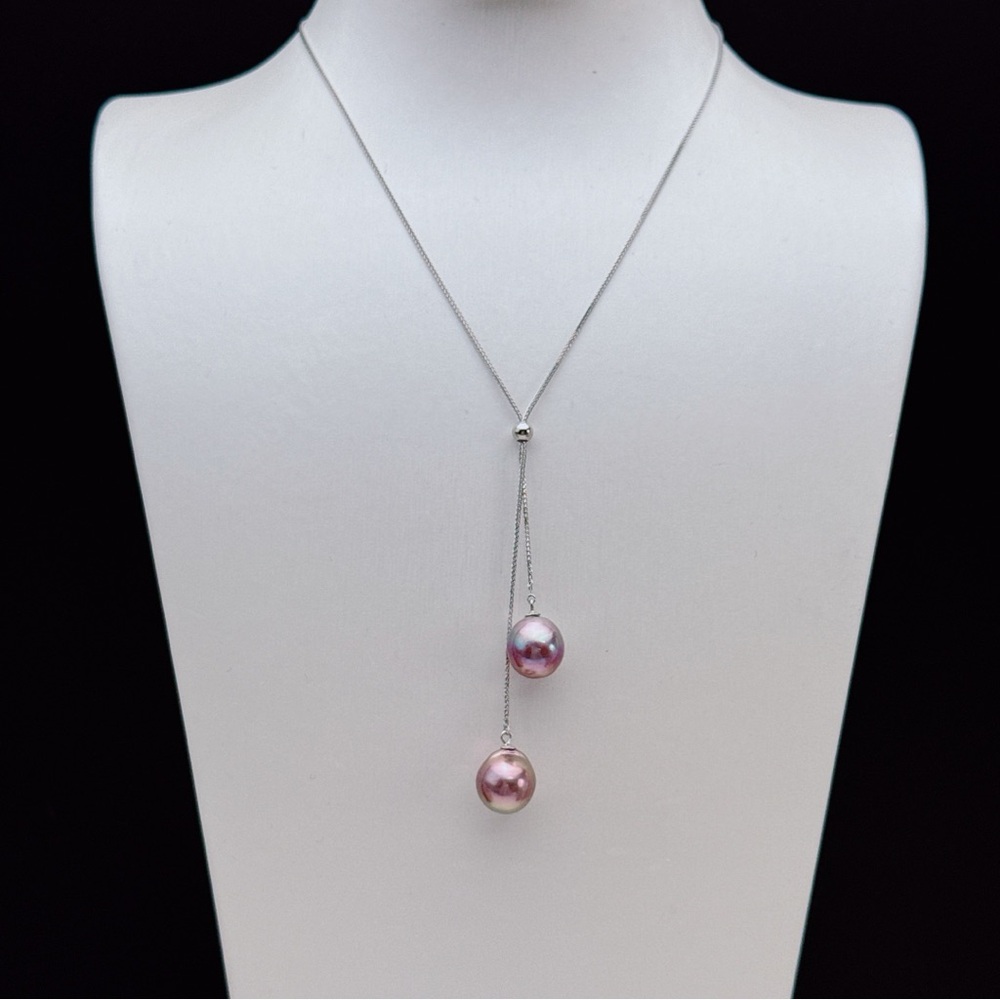26X71 S925 Stamped Freshwater Baroque Edison Pearl Adjustable Lariat Necklace